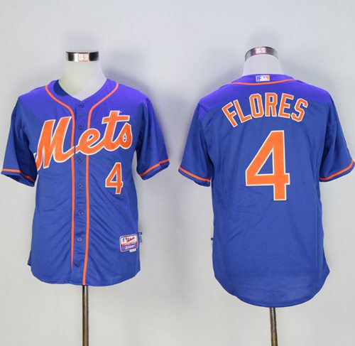 Mets #4 Wilmer Flores Blue Cool Base Stitched MLB Jersey